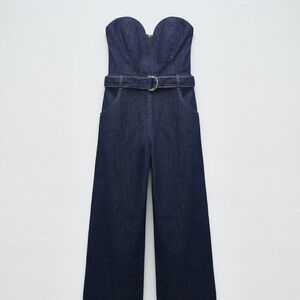 Denim strapless jumpsuit, Zara